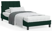3208577 vidaXL Легло с матрак Hanko, тъмнозелено, 90x200 см, кадифе
