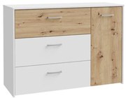Комод с чекмеджета URO дъб artisan/ бял