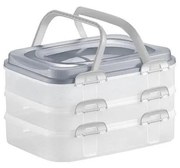 Пикник кутия с дръжки, 3 нива, сива