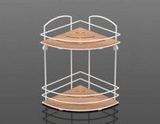 Ъглова етажерка за баня TEKNO TEL BK-074W , 2 нива , дърво