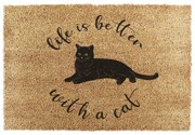 Изтривалка от кокосови влакна 40x60 cm Life Is Better With a Cat – Artsy Doormats