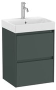 Конзолен шкаф за баня A851681513, Roca, с централен умивалник, зелен мат, 45х36х64.5см