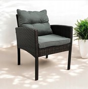 Градински фотьойл от technoratan SFS078-SC - тъмнокафяв + сиви възглавници