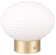 Димируема настолна LED лампа в бяло и златисто със стъклен абажур (височина 14,5 см) Earl - Reality