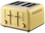 Тостер за хляб BUYDEEM DT640E, 1800W, 4 слота, 7 автоматични програми, 7 степени на препичане, LED индикатори, Тави за трохички, Високо изскачане, Жълт