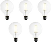 Комплект от 5 E27 LED крушки G95 Прозрачни 3.8W 806 lm 3000K