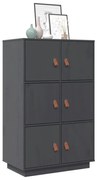 820174 vidaXL Висок шкаф, сив, 67x40x108,5 см, борово дърво масив