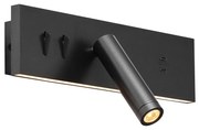 Стенна лампа черна регулируема с USB-C вкл. LED - Modric