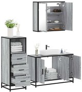 3301013 vidaXL Комплект мебели за баня от 3 части сив сонома инженерно дърво