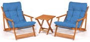 Градински комплект маса и столове (3 части) My007, цвят Син Натурален
