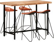 278764 vidaXL Бар комплект от 5 части масивно дърво и естествена кожа