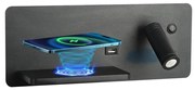 Immax 08288L-LED стенен LED с полка, USB и безжично зареждане, 3W/230V