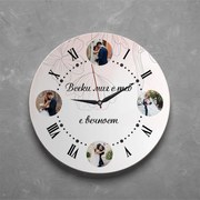 Дървен часовник с 4 снимки - Нашата вечност