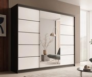 Гардероб Galadriel 250 с плъзгащи врати-Черен-Бял