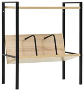 288231 vidaXL Библиотека с 2 рафта, черна и дъб, 52x28x59 см, инженерно дърво