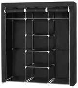 Платнен гардероб с рафтове и лост за дрехи MATIS 150x175 cm черен