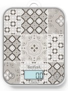 Кухненска везна Tefal Optiss BC50D6V0, До 5 кг, ТАРА, LCD, Стъкло, Големи цифри, Сив/декоративен десен