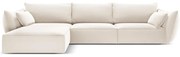Бежов кадифен ъглов диван (ляв ъгъл) Vanda – Mazzini Sofas
