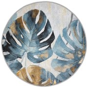 Син кръгъл килим подходящ за пране ø 80 cm Golden Leaves – Mila Home