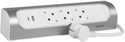 Legrand Разклонител ъглов сив 3x2P+E с кабел 1 метър с USB A+C 3A 15W Corner NEW - 694502