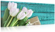 Картина на платно – Букет от лалета и плик
