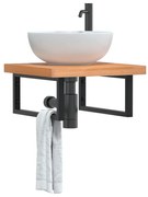 3302429 vidaXL Стенен рафт за мивка, стомана и масивно дърво бук