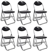 241494 vidaXL Сгъваеми трапезни столове 6 бр черни изкуствена кожа и стомана