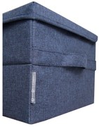 Синя текстилна кутия за съхранение с капак 40x30x22 cm Soft Storage – Bigso