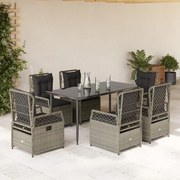 3263031 vidaXL Градински комплект 7 части с възглавници светлосив полиратан