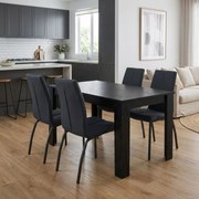 Трапезен комплект 5 части Darlen - Fina TopMebel sencron в черен цвят - антрацит 125x72x74cm