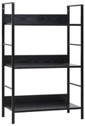 288218 vidaXL Библиотека с 3 рафта, черна, 60x27,6x90,5 см, инженерно дърво
