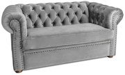 Двуместен разтегателен диван Chesterfield с матрак в сив цвят 150х90х66 см