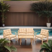 Градински комплект маса и столове (4 части) My028, цвят Натурален Кремав