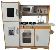 Детска дървена кухня с аксесоари и LED осветление