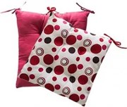 Възглавничка за стол двулицева 45 х 45см - Червена с точки