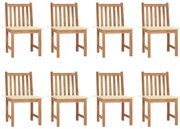 3073144 vidaXL Градински столове 8 бр с възглавници тиково дърво масив