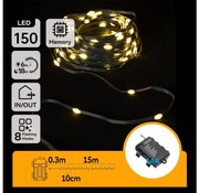 Aigostar LED външен коледен гирлянд 150 LED, 8 функции, 15,3м, IP44, топло бяло