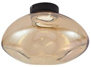 Дизайнерска таванна лампа черна с кехлибарено стъкло - Gemma