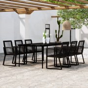 3099159 vidaXL Градински трапезен комплект, 7 части, черен