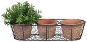 Комплект от 3 теракотени саксии с отвор за оттичане и телена кошница - Esschert Design