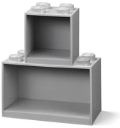 Комплект от 2 детски сиви стенни рафта Brick - LEGO®