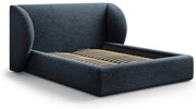 Тъмносиньо двойно тапицирано легло с място за съхранение с включена подматрачна рамка 160x200 cm Miley – Micadoni