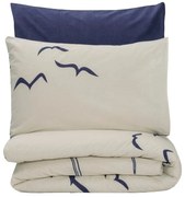 Синьо-кремаво единично спално бельо от памук Renforcé 140x200 cm Larum – Mijolnir