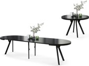 ЕКСПАНСО Черен мат/черни крака - ГОЛЯМА КРЪГЛА МАСА Ø110 РАЗТЕГАТЕЛНА ДО 310 cm С КРАКА Y ЛОФТ/ИНДУСТРИАЛНА