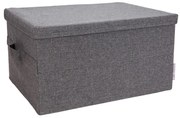 Сива текстилна кутия за съхранение с капак 34x45x25 cm Soft Storage – Bigso Box of Sweden