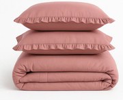 Розово единично спално бельо от памук Renforcé 140x200 cm Ruffle Striped – Mila Home Luxury