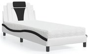 3208767 vidaXL Легло Viana без матрак, бяло и черно, 90x190 см, изкуствена кожа