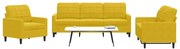 3278357 vidaXL Комплект дивани от 3 части с възглавници, жълт, кадифе