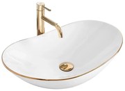 REA-U8570 - Мивка за плот ROYAL 36x62 см керамика/гланцово бяло/златисто