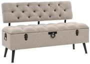 339298 vidaXL Пейка за съхранение с облегалка, 110 см, кремава, текстил